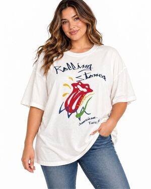 The Rolling Stones White Oversized Graphic Tee Women’s XL NWT 100% Cotton